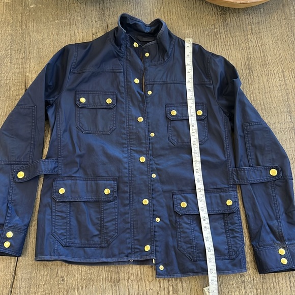 J Crew Women's Downtown Field Navy Blue Waxed Cotton Full Zip Jacket! Size M - Picture 6 of 16